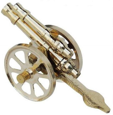 salvusappsolutions Handcrafted Brass Metal Double Barrel Mini Cannon Decorative Gift Item showpiece for Home Décor- 3.5x1.7x1.7 Inc Decorative Showpiece  -  4.318 cm(Brass, Gold)