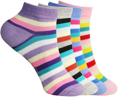Fit N Fine Women Striped Ankle Length(Pack of 4)