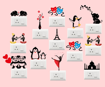 Creatick Studio 13 cm Decorative switch Board sticker size:-13cmX12cm Self Adhesive Sticker(Pack of 1)