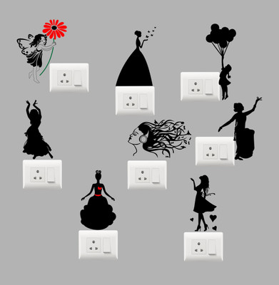 Sudharshan Sticker 15 cm Decorative switch Board sticker size:-15cmX6cm Self Adhesive Sticker(Pack of 8)