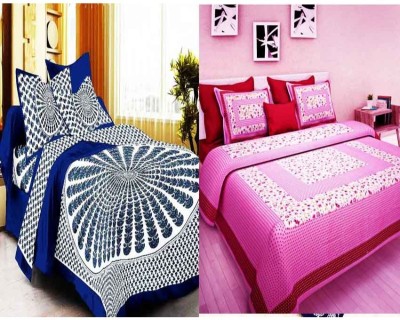 KRISMARTELITE 140 TC Cotton Double Abstract Flat Bedsheet(Pack of 2, Multicolor)