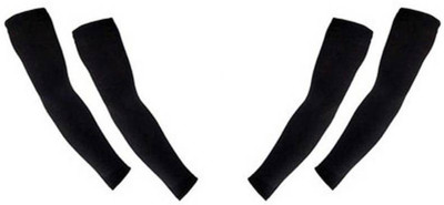 GLUCKLICH Cotton Arm Sleeve For Men & Women(Free, Black)