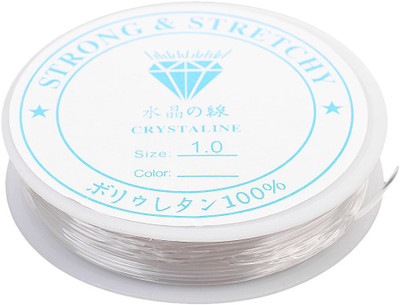 M Fabrics 10m Stretchy Elastic Cord Clear Round for Beading Necklaces Bracelet Spool - clear, 1.0mm