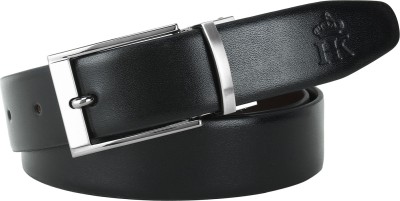 Harlie King Men Formal Black Genuine Leather Reversible Belt