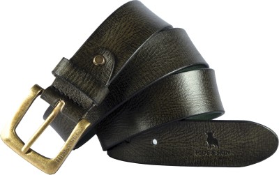 HIDE & SKIN Men Casual Green Genuine Leather Belt