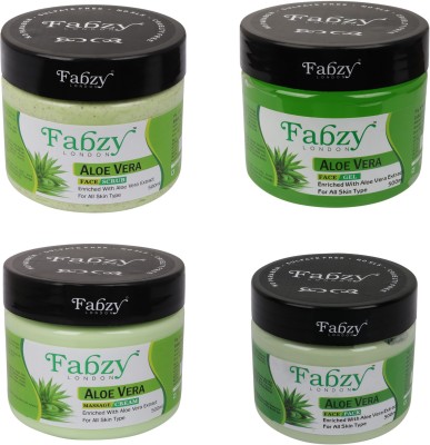 fabzy LONDON ALOEVERA SCRUB , CREAM , PACK , GEL 500 ML X 4(4 Items in the set)