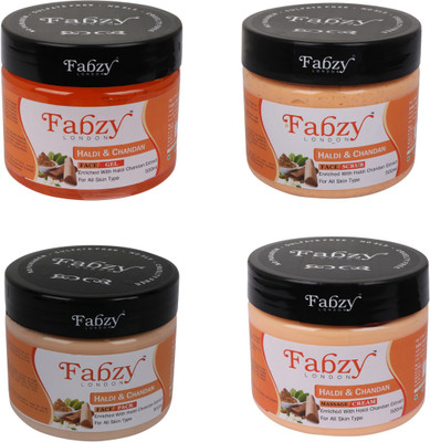 fabzy LONDON HALDI & CHANDAN SCRUB , CREAM , PACK , GEL 500 ML X 4(4 Items in the set)