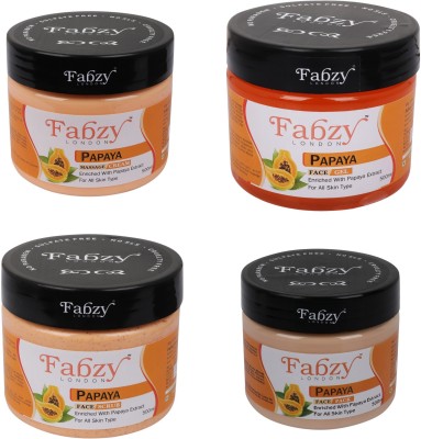 fabzy LONDON PAPAYA SCRUB , CREAM , PACK ,GEL 500 ML X 4(4 Items in the set)