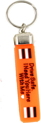 AFH Drive Safe I Need You Here With Me Saftey Tag Orange PVC Rubber Key ring Care Gifiting Key Chain Key Chain