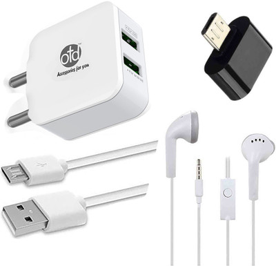 OTD Wall Charger Accessory Combo for Micromax Canvas Fire 4G Plus Q412, Micromax Canvas Fire 5, Micromax Canvas Gold A300, Micromax Canvas HD Plus A190(Multicolor)