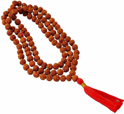 NAKSHATRA JUNCTION Certified 5 Mukhi Rudraksha Jaap Mala 108 + 1 Beads for Pooja Astrology Wood Chain