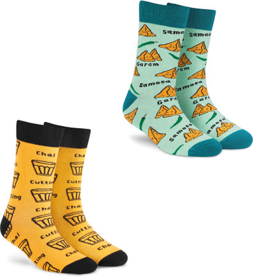Dynamocks Men & Women Printed Mid-Calf/Crew(Pack of 4)