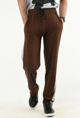 Indistar Solid Men Brown Track Pants