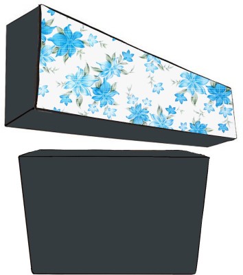 JM Homefurnishings Air Conditioner  Cover(Width: 107 cm, Blue, White)