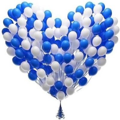 small candy Solid Metallic Balloons for Birthdays, Anniversaries, Valentines Day, Marriages, Proposals, Engagements and Party Decoration Balloon (Blue,White,Pack Of 100) Balloon(Blue, White, Pack of 100)