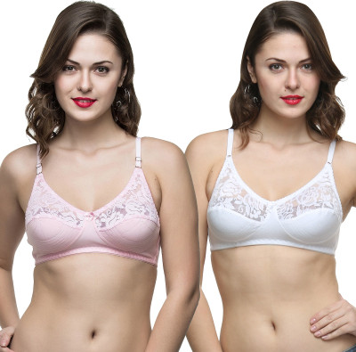 COLLEGE GIRL Bridal Women Full Coverage Non Padded Bra(White, Pink)