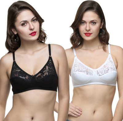 COLLEGE GIRL Women Full Coverage Non Padded Bra(White, Black)