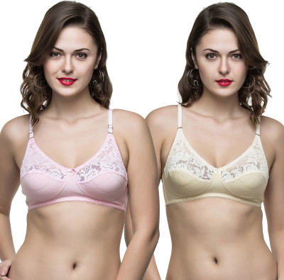 COLLEGE GIRL Women Full Coverage Non Padded Bra(Pink, Beige)