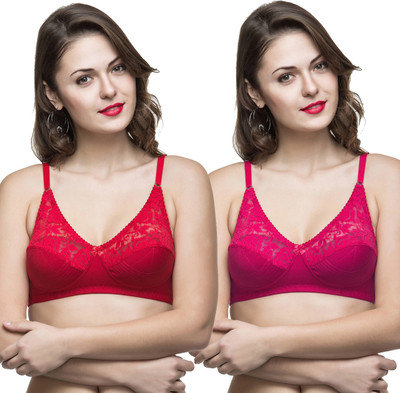 COLLEGE GIRL Women Full Coverage Non Padded Bra(Red, Pink)