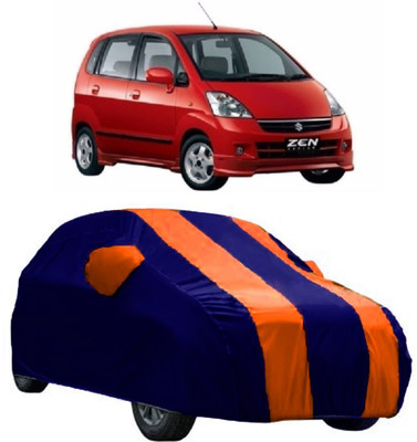 AutoCover Car Cover For Maruti Suzuki Zen (With Mirror Pockets)(Orange, Blue)
