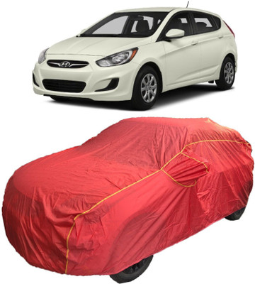 MoTRoX Car Cover For Hyundai Accent (With Mirror Pockets)(Red)