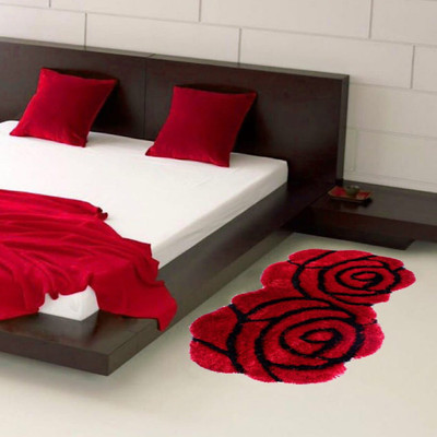 shopgallery Red, Black Polyester Area Rug(2 ft,  X 4 ft, Abstract)