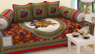 R A F Z Cotton Abstract Diwan Set(Multicolor)