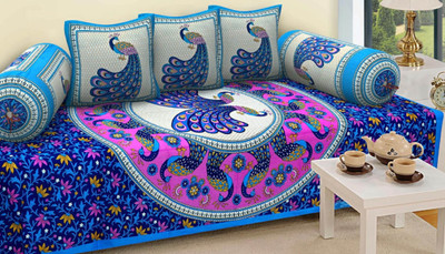 R A F Z Cotton Animal Diwan Set(Multicolor)
