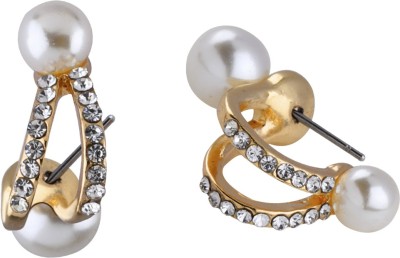 SILVER SHINE Party Wear Charm Pearl Stud Earring For Women Girl Alloy Stud Earring