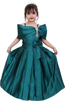 ROSHNI COLLECTION Girls Maxi/Full Length Party Dress(Green, Fashion Sleeve)