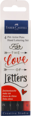 FABER-CASTELL 267115 India Ink Pitt Artist Pen for Hand Lettering(Set of 4, Multicolor)