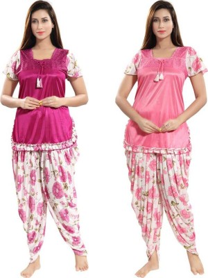 Classic Art Women Nighty Set(Pink)