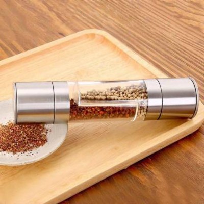 Lariox 2 In 1 Stainless Steel Manual Pepper Salt Mill Grinder Spice Mill Stainless Steel Traditional Pepper Mill(Silver, Pack of 1)
