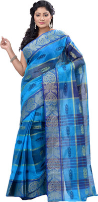 DipDiya Self Design Bollywood Pure Cotton Saree(Blue)