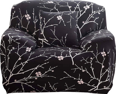HOUSE OF QUIRK Polyester 1 Seater Sofa Floral Cover(Pack of 1 Black)