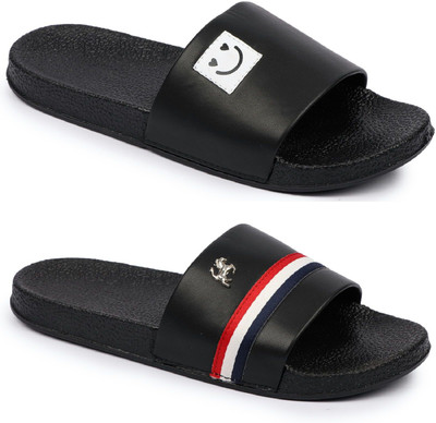 Shoe Mate Men Slides(Black , 7)
