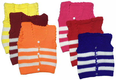 Baby Blossom Striped Round Neck Casual Baby Boys & Baby Girls Multicolor Sweater