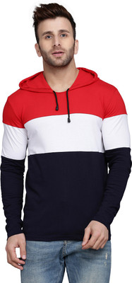 MINISTRY OF FRIENDS Colorblock Men Hooded Neck Red T-Shirt