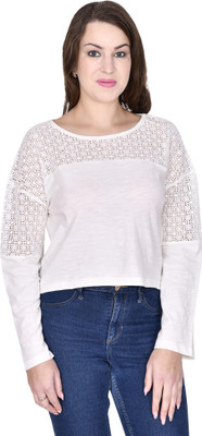 SELFYS Casual Full Sleeve Lace Women White Top