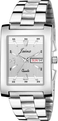 Jainx JM363 Square Shaped Day & Date Functioning Silver Stainless Steel Chain Analog Watch  - For Men