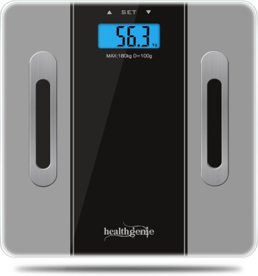 Healthgenie Digital Body Composition Monitor Weighing Scale, Strong & Best Glass Build Electronic Bathroom Scales & Weight Machine to Monitor BMI, Segmental Body Fat & Skeletal Muscle Weighing Scale(Grey)