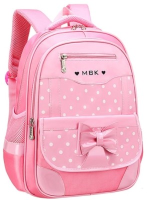 True Human High quality Designer trending Bow School bag For Girls Waterproof School Bag(Pink, 26 L)