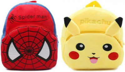 AMANVANI BM-Latch_combo of 2 yellow pikachu, red spiderman_1271 12 L Backpack(Multicolor)
