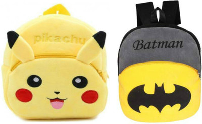 Bluemoon BM-Latch_combo of 2 yellow pikachu, grey batman_1218 12 L Backpack(Multicolor)