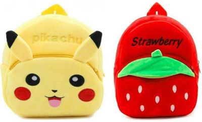 A Little Swag BM-Latch_combo of 2 red strawberry, yellow pikachu_1265 12 L Backpack(Multicolor)