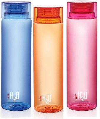cello H2O Bottle , 1 Litre, Set of 3, Colour Assorted 1000 ml Bottle(Pack of 3, Multicolor, Plastic)