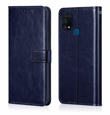 ELEF Flip Cover for Samsung Galaxy M31 Vintage Leather Flip with Wallet and Stand(Blue, Shock Proof, Pack of: 1)