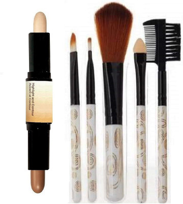 angelie Professional Makeup Highlight and Contour with 5 Pcs Makeup Brush(6 Items in the set)