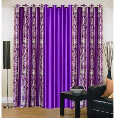 Flipkart SmartBuy 153 cm (5 ft) Polyester Window Curtain (Pack Of 3)(Printed, Purple)