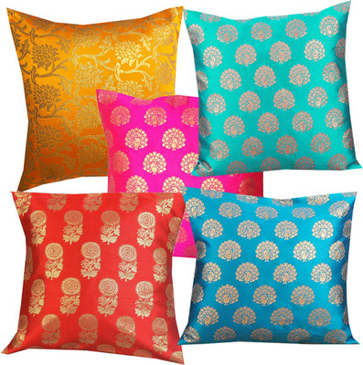 VIREO Polyester Cushions & Pillows Cover(30 cm*30 cm, Pack of 5, Multicolor)